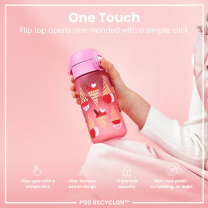 Leak Proof Kids Water Bottle, Recyclon, Ice Creams, 350ml (12oz)