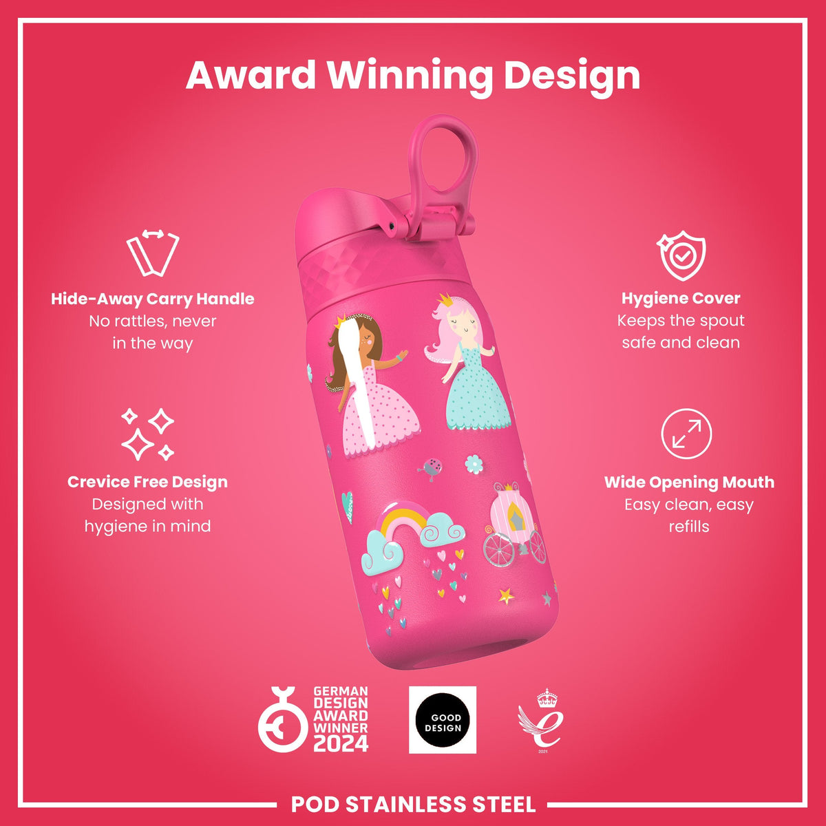Leak Proof Thermal Steel Water Bottle, Insulated, Princess, 320ml (11oz)