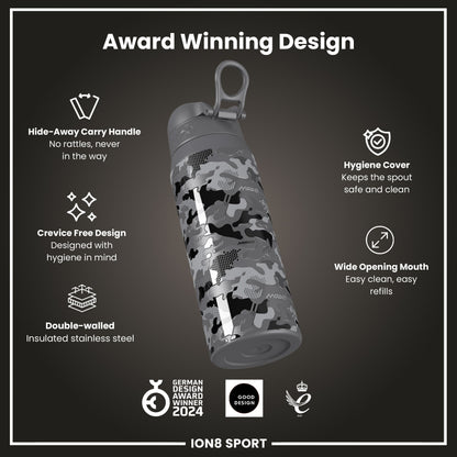 MotoGP x ION8 Insulated Steel Water Bottle, MotoGP Camouflage, 750ml (24oz)