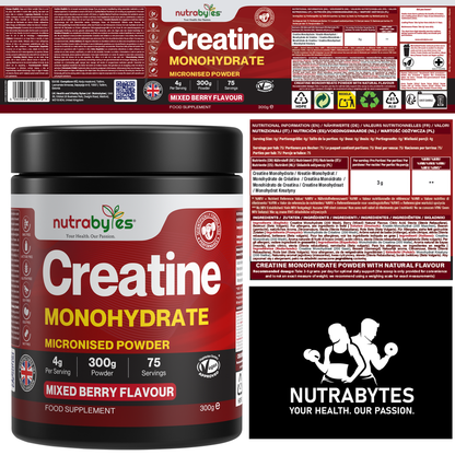 Flavoured Creatine Monohydrate, 300g Mixed Berry