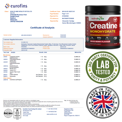 Flavoured Creatine Monohydrate, 300g Mixed Berry
