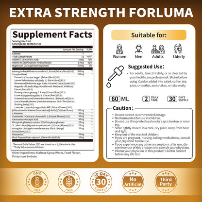 BBEEAAUU Cortisol Supplements for Women & Men | 200mg Ashwagandha, L-Theanine & Phosphatidylserine | Pineapple 60ml