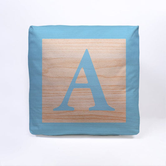 Blue Initial Baby Block Cube Cushion - 10"