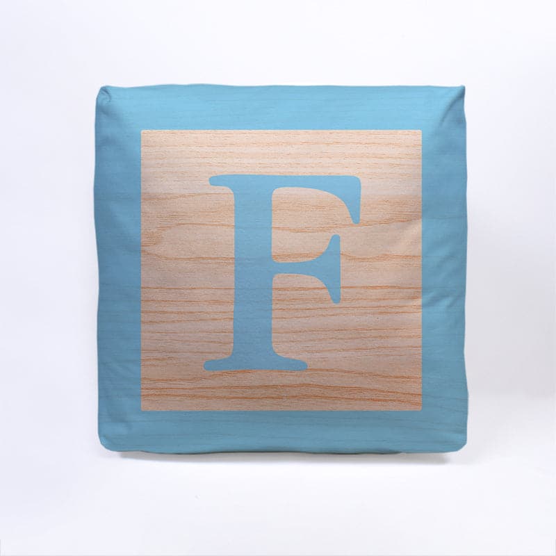 Blue Initial Baby Block Cube Cushion - 10"