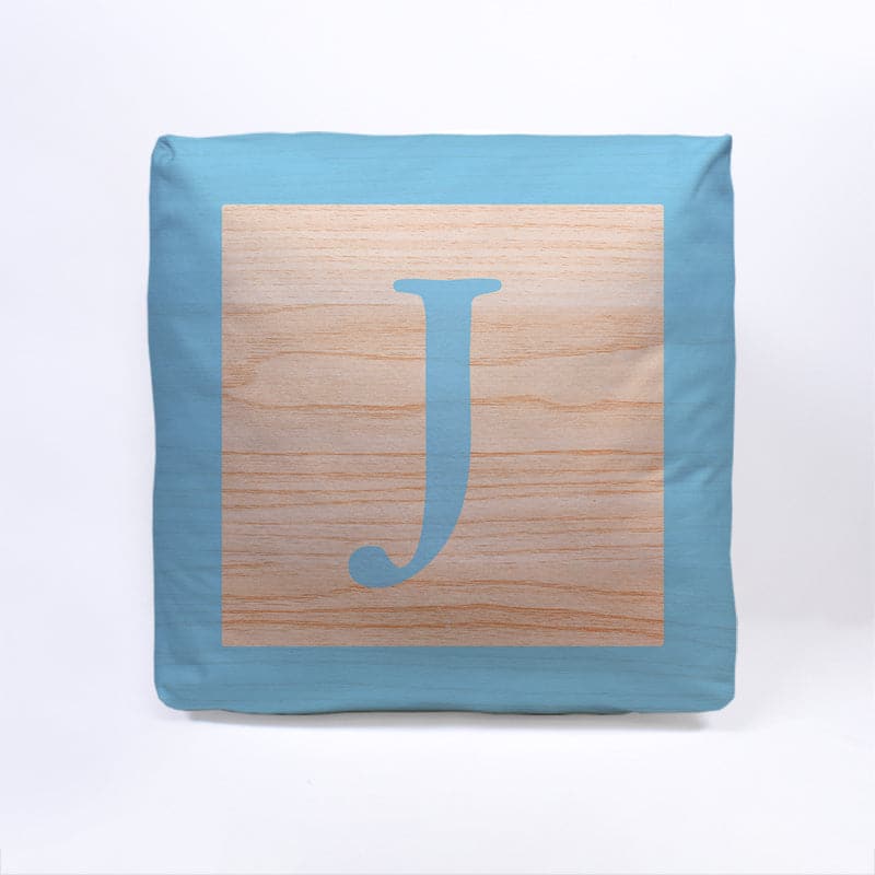 Blue Initial Baby Block Cube Cushion - 10"