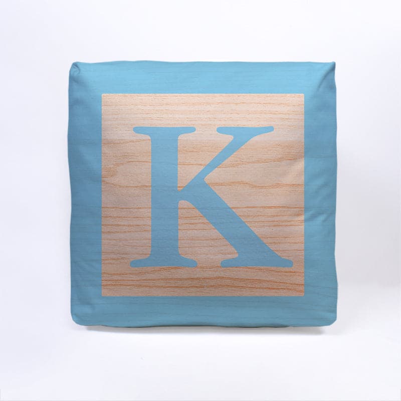 Blue Initial Baby Block Cube Cushion - 10"