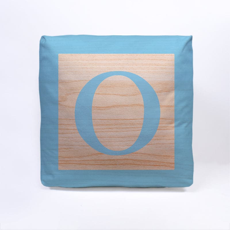Blue Initial Baby Block Cube Cushion - 10"