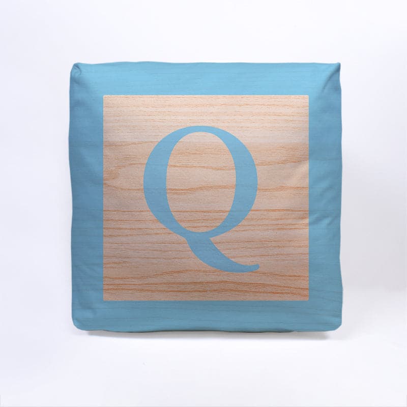 Blue Initial Baby Block Cube Cushion - 10"