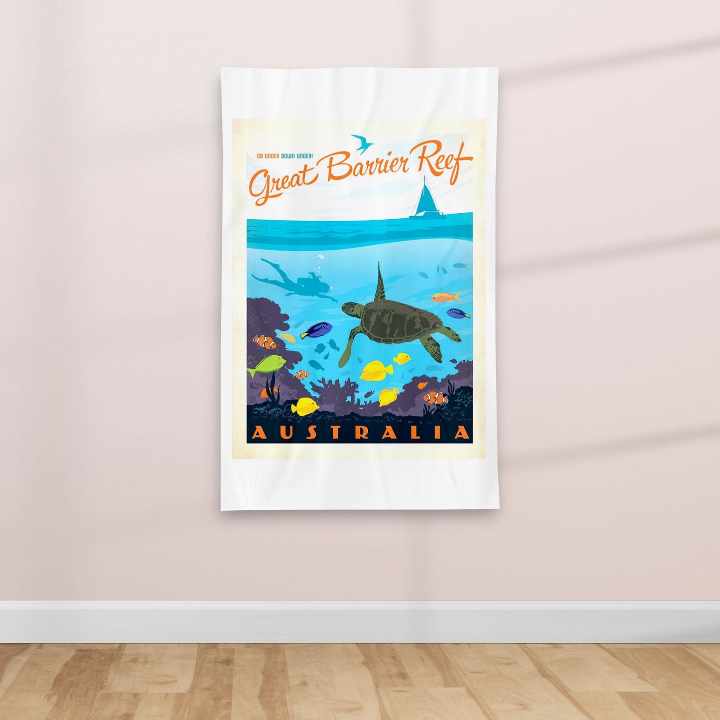 The Great Barrier Reef - Vintage Travel poster - Textile Poster