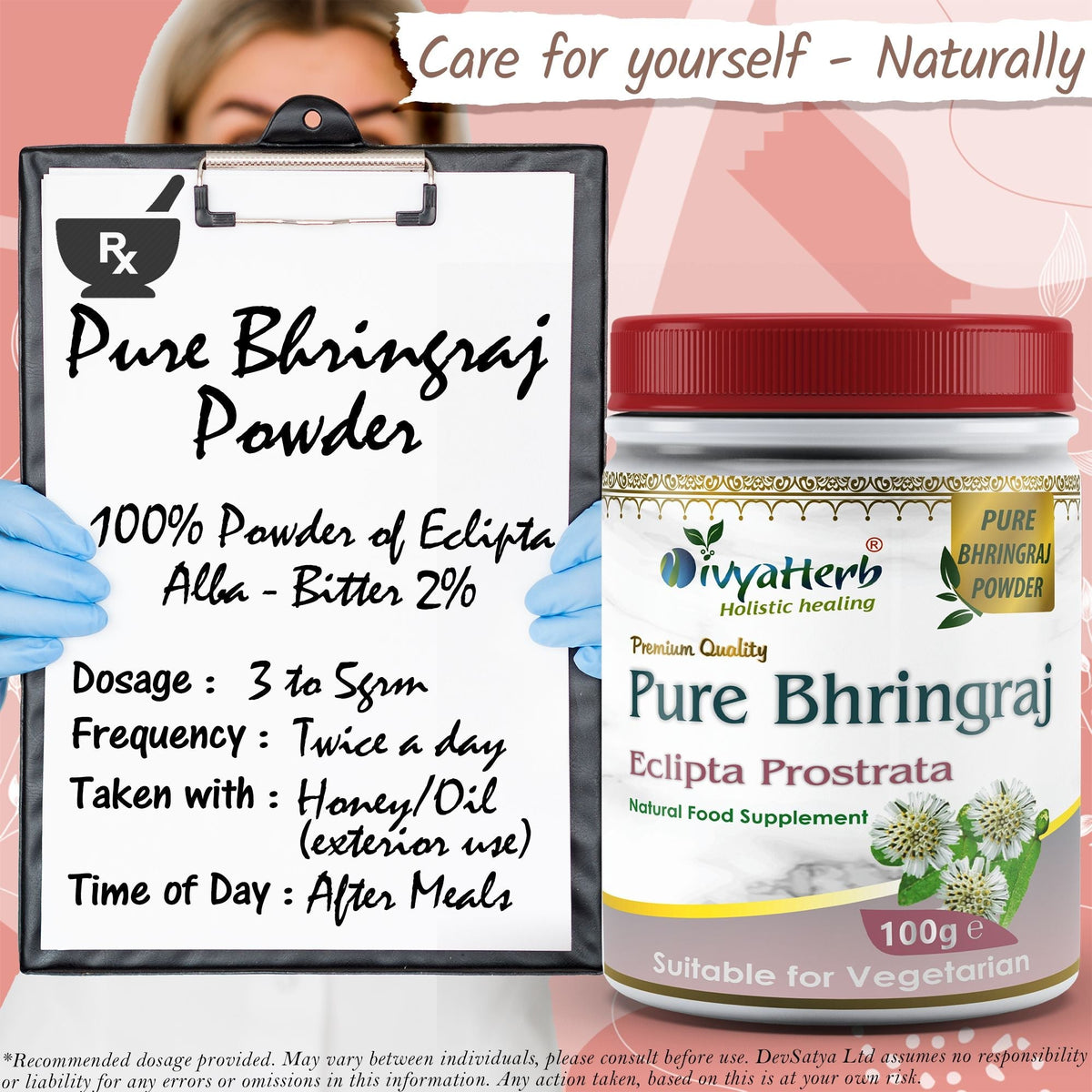 DivyaHerb Bhringraj Powder 100 gram - Hair & Scalp Support