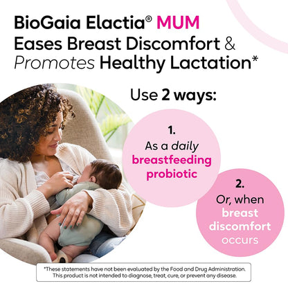 BioGaia Elactia Breastfeeding Probiotic - Lactation Support for Mom & Baby | 30 Count