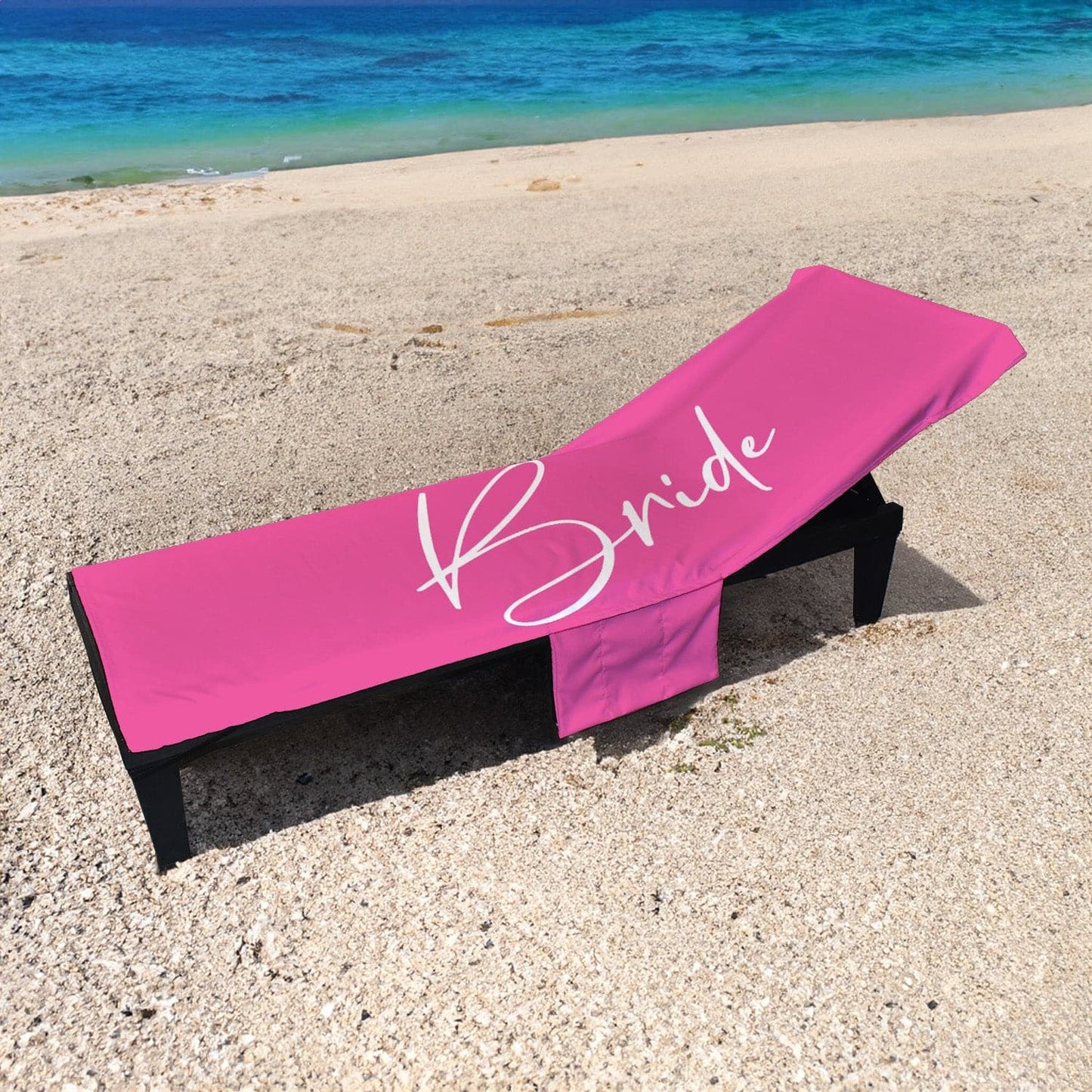 Bride - Pink - Full Length Sun Lounger Towel with Pockets