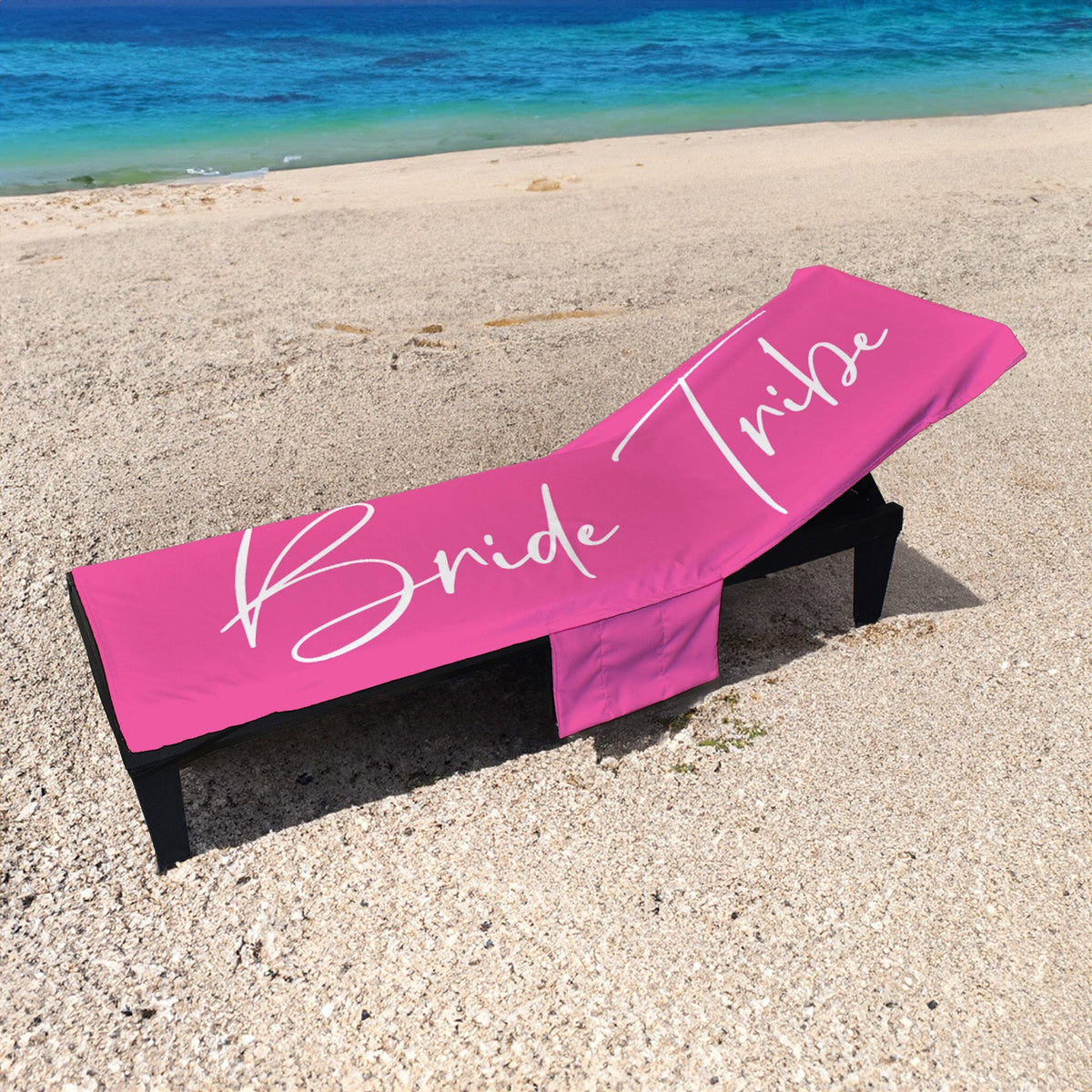 Bride Tribe - Pink - Full Length Sun Lounger Towel with Pockets
