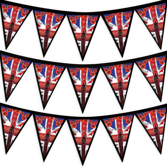 Remembrance Day - Sunset Soldier - 3m Fabric Bunting With 15 Individual Triangles