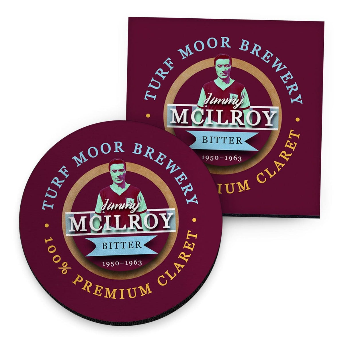 Burnley Jimmy McIlroy - Football Coaster - Square Or Circle