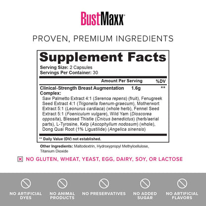 BustMaxx: The Most Trusted Breast Enhancement Pills | Natural Breast Enlargement (60 Capsules)