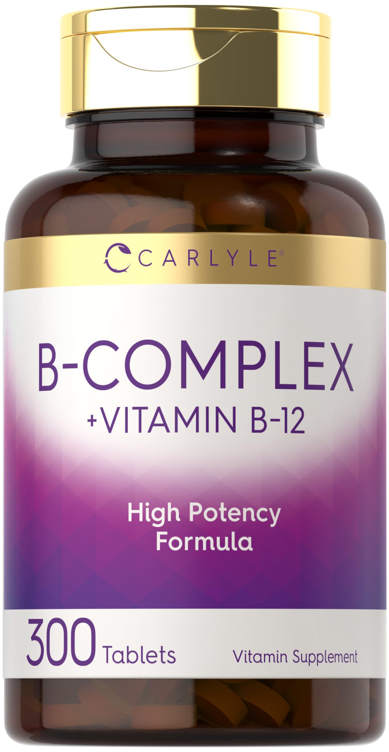 Carlyle B-Complex with B12 - 300 Tablets | High Potency, Vegetarian, Non-GMO