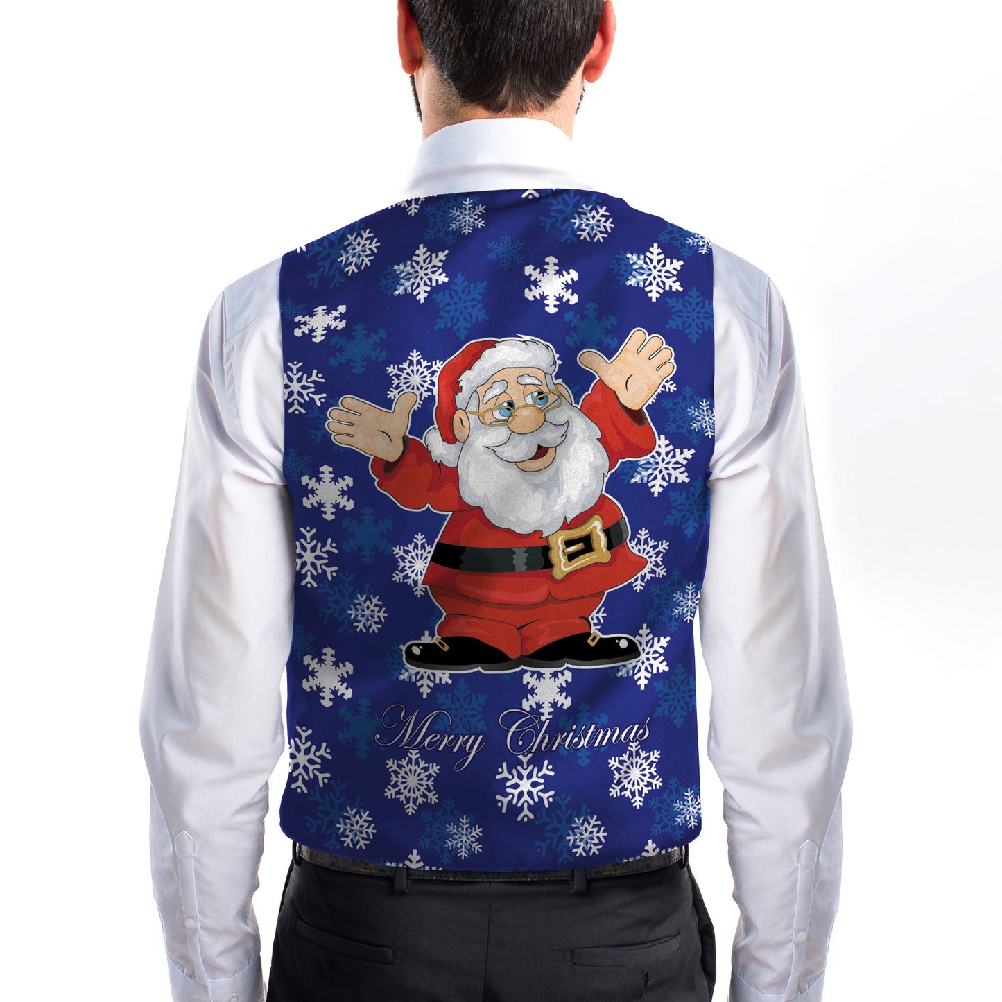 Cartoon Santa Blue - Novelty Costume Fancy Dress Waistcoat ( 4 sizes available )