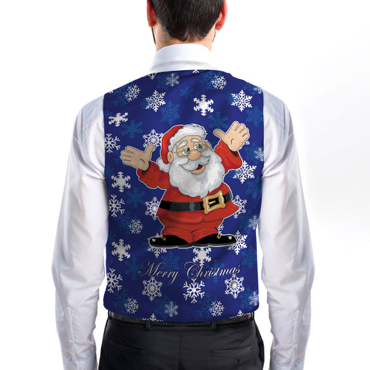 Cartoon Santa Blue - Novelty Costume Fancy Dress Waistcoat ( 4 sizes available )