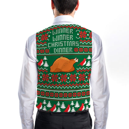 Christmas Dinner Xmas Jumper - Novelty Costume Fancy Dress Waistcoat ( 4 sizes available )