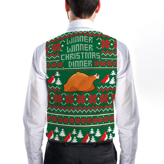 Christmas Dinner Xmas Jumper - Novelty Costume Fancy Dress Waistcoat ( 4 sizes available )