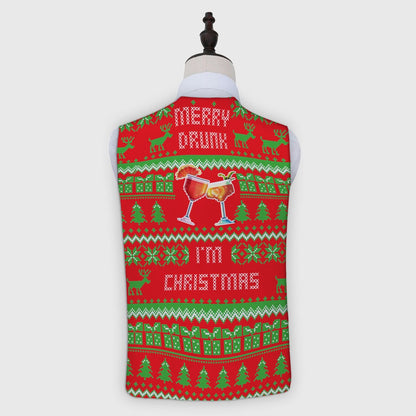 Christmas Drinks Xmas Jumper - Novelty Costume Fancy Dress Waistcoat ( 4 sizes available )