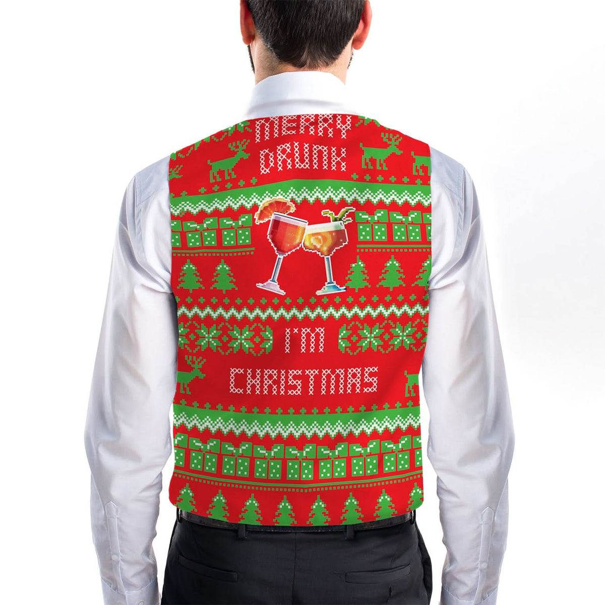 Christmas Drinks Xmas Jumper - Novelty Costume Fancy Dress Waistcoat ( 4 sizes available )