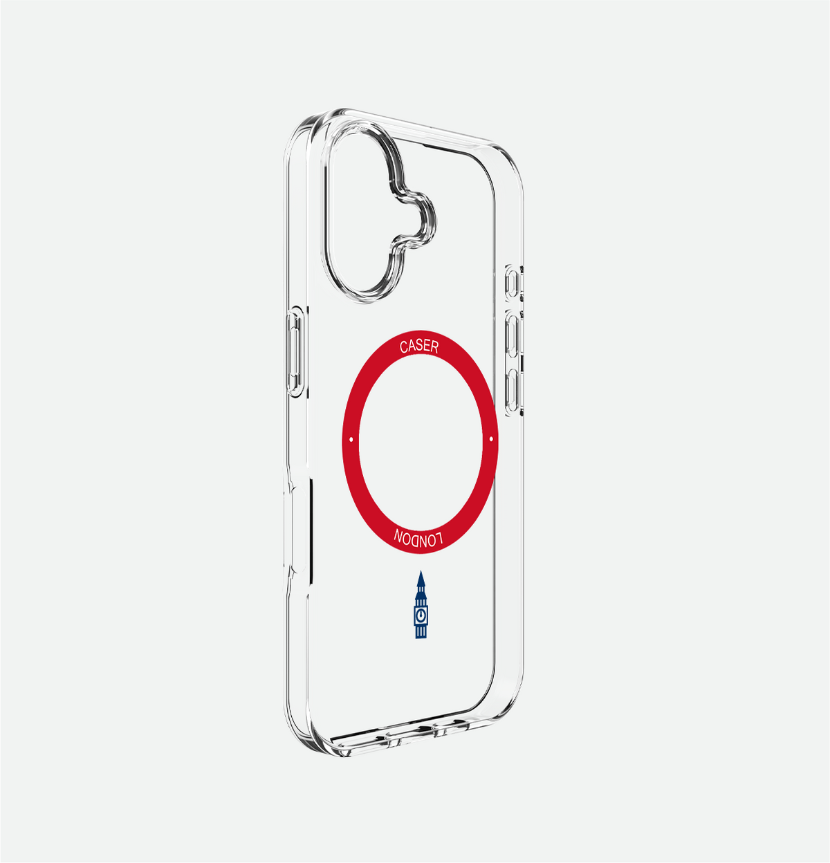 Slim Clear iPhone 16 Pro Case with Red MagSafe Ring - Big Ben | The Iconic Case