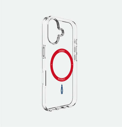 Slim Clear iPhone 16 Pro Case with Red MagSafe Ring - Big Ben | The Iconic Case
