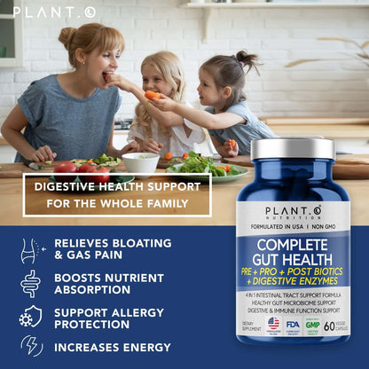 4-in-1 Prebiotic Probiotic & Postbiotic Gut Health - 60 Capsules (Women & Men)