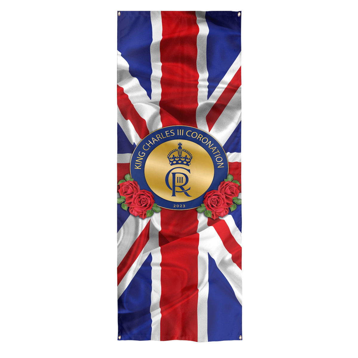 King Charles Coronation - Union Jack - Roses - Door Banner