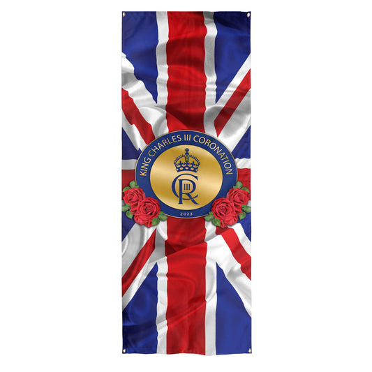 King Charles Coronation - Union Jack - Roses - Door Banner