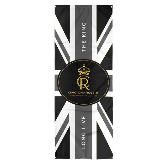 King Charles Coronation - B&W Union Jack Flag - Door Banner