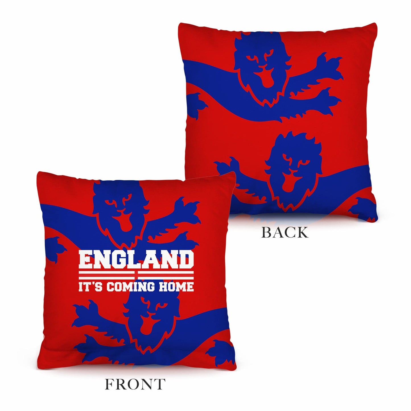 England - It's Coming Home - Red & Blue Lion Pattern Cushion - Two Sizes