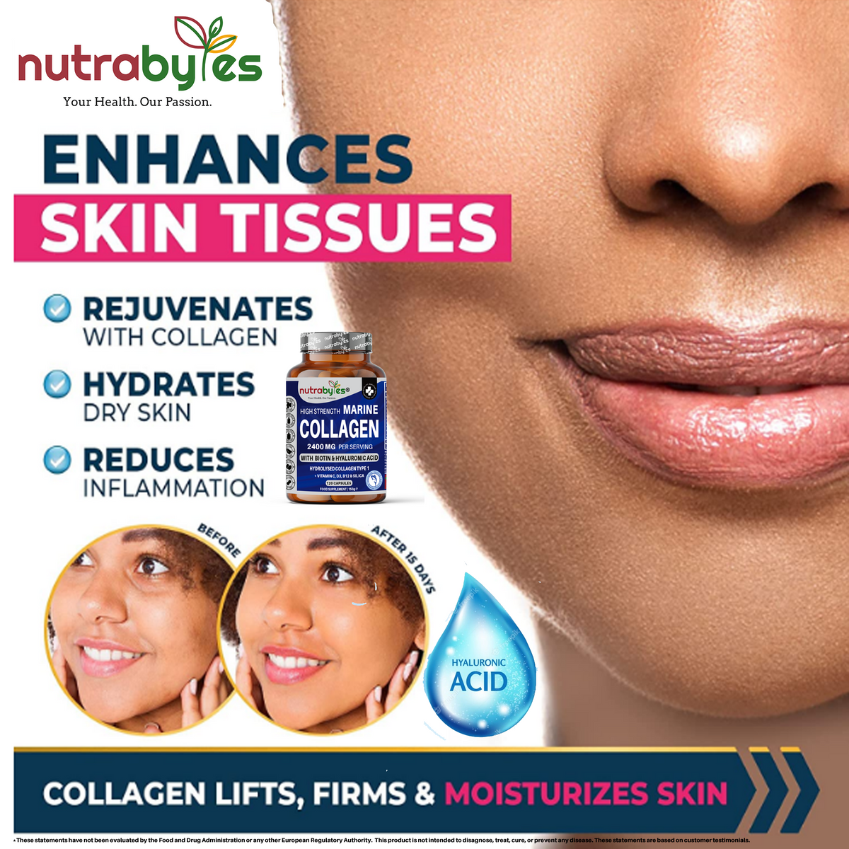 Marine Collagen 2400mg Capsules with Hyaluronic Acid, Biotin & Vitamin C