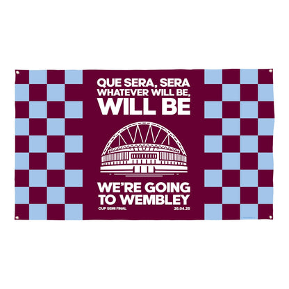 Aston Villa - Que Sera, Sera - Banner - Chequered - Two Sizes