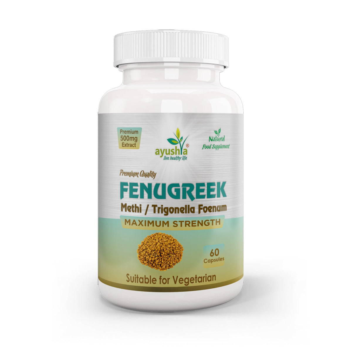Ayushya Fenugreek Capsules (Methi) Metabolic Wellness Support - Vegan, Gluten Free, Non-GMO, 60 Capsules