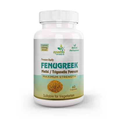 Ayushya Fenugreek Capsules (Methi) Metabolic Wellness Support - Vegan, Gluten Free, Non-GMO, 60 Capsules