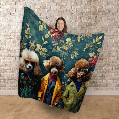 Fancy Vintage Dogs - Fleece Blanket 150cm X 150cm
