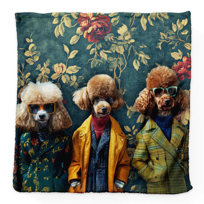 Fancy Vintage Dogs - Fleece Blanket 150cm X 150cm