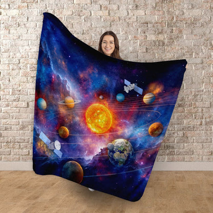 Solar System Space - Fleece Blanket  150cm X 150cm or 75cm x75cm