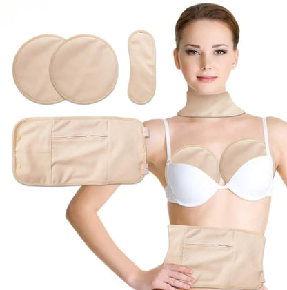 Organic Castor Oil 4 Piece Pack with a Body, a Neck & a Chest/Breast Wrap (Up to 40" Waist)