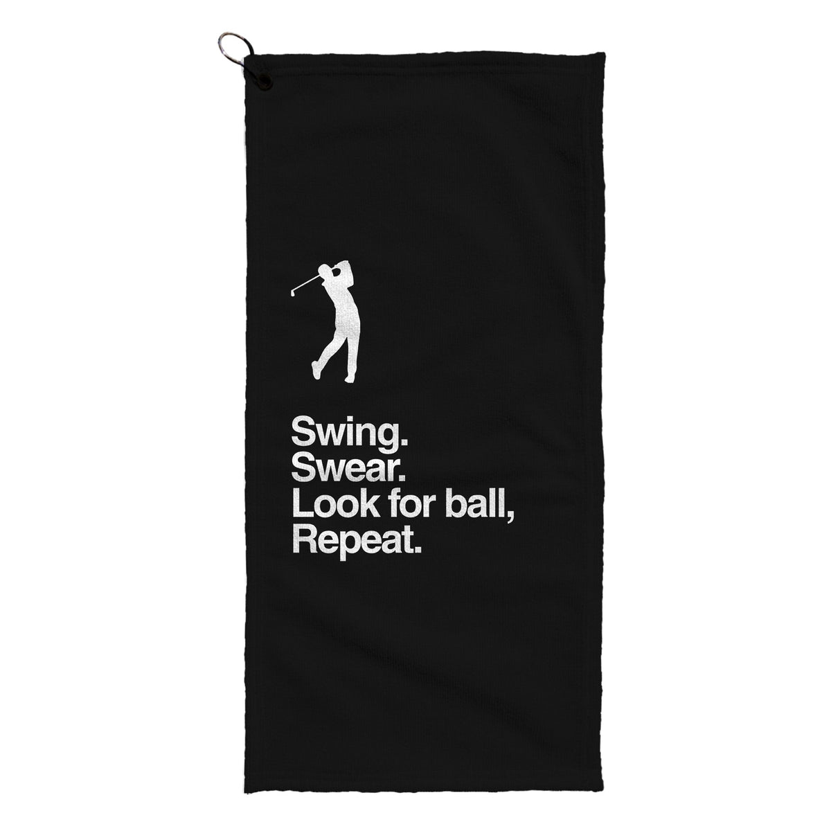 Swing Swear Look for Ball Repeat - Funny Golf-Themed Golf Towel