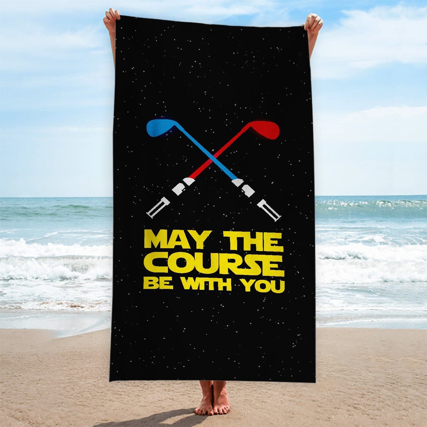 May The Course Be With You - Funny Golf-Themed Beach Towel - 150cm x 75cm