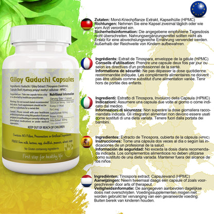 Aushadh Guduchi with Amla Capsules (Giloy, Tinospora Cordifolia) Immune Wellness & Antioxidant Support - Vegan, Gluten Free, Non-GMO, 60 Capsules