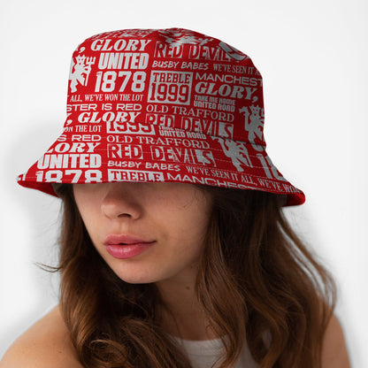 Manchester Red - Word Montage - Bucket Hat