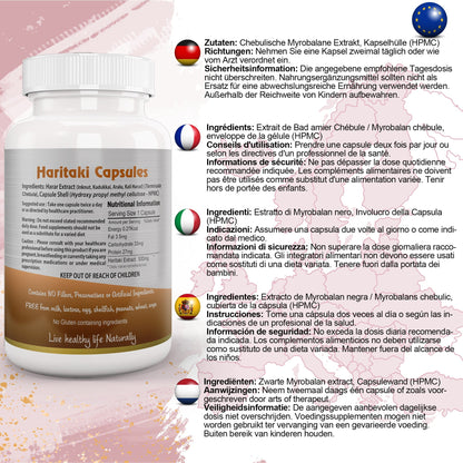 Ayushya Haritaki Capsules (Harde, Chebulic Myrobalan) Digestive Regularity Support - Vegan, Gluten Free, Non-GMO, 60 Capsules