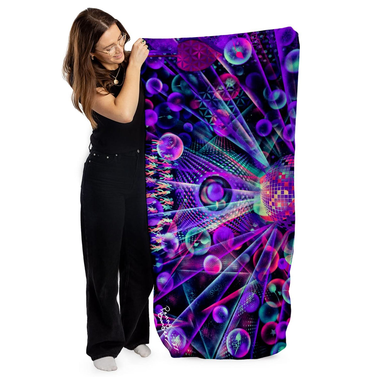 Penny Banger Disco Rave Towel - Lightweight, Microfibre Beach Towel - 150cm x 75cm
