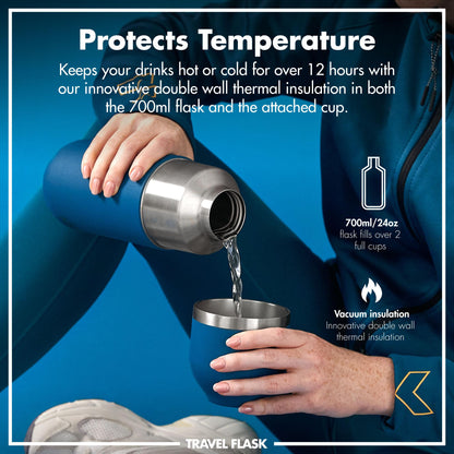 Luma Vacuum Insulated, Flask & Mug, Deep Teal, 700ml (24oz)