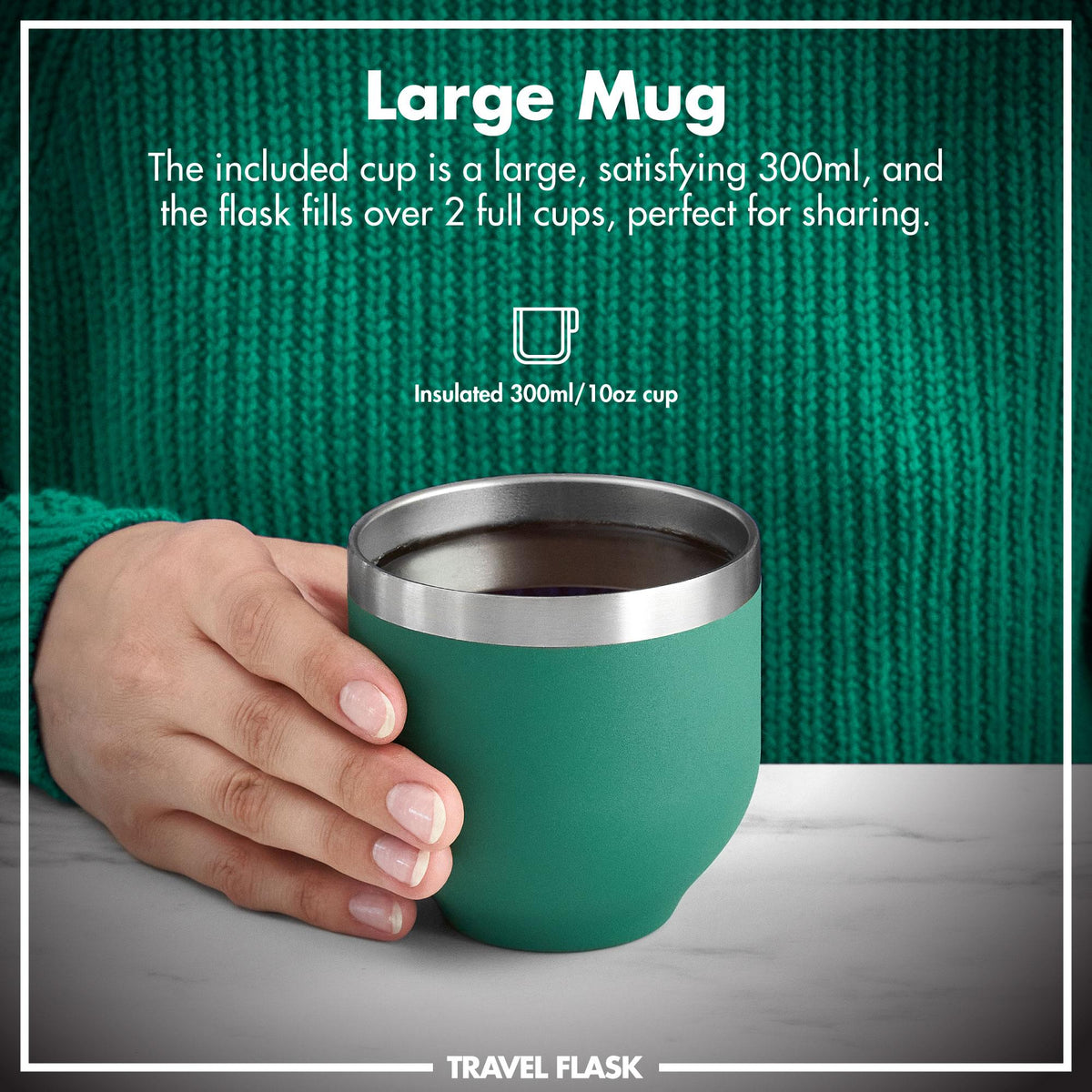 Luma Vacuum Insulated, Flask & Mug, Green, 700ml (24oz)